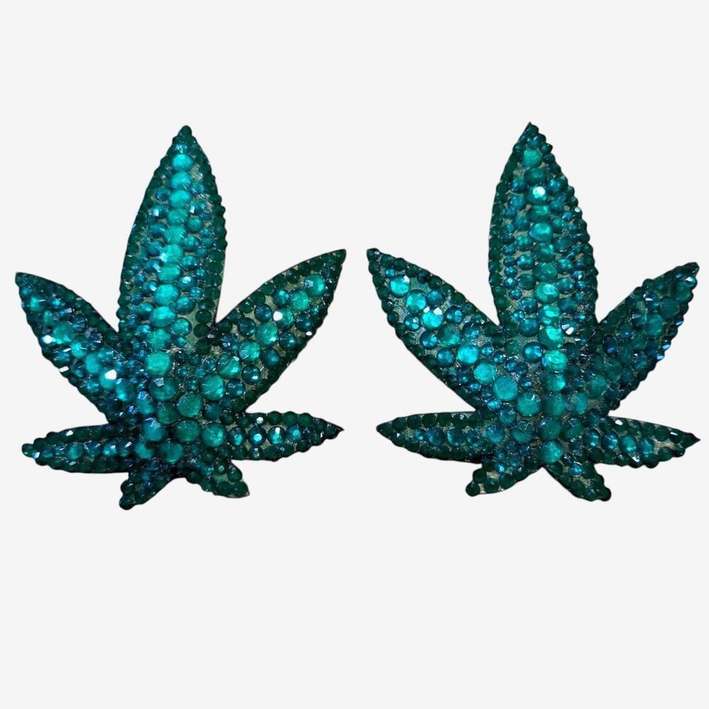 Handmade Green Mary Jane Acrylic Rhinestone Pasties in a Size 2 3/4"